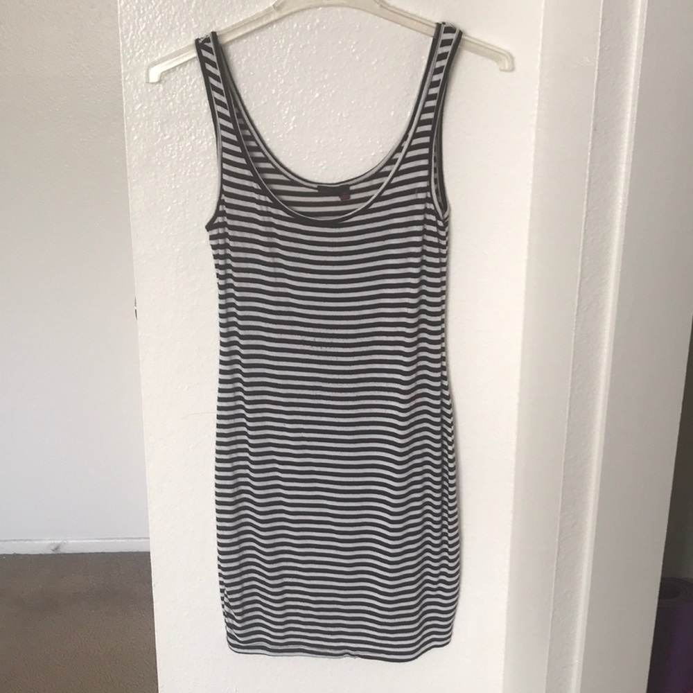 Black and white striped casual dress.